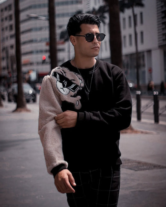 Sweat-shirt jeune  tendance - Noir - blanc